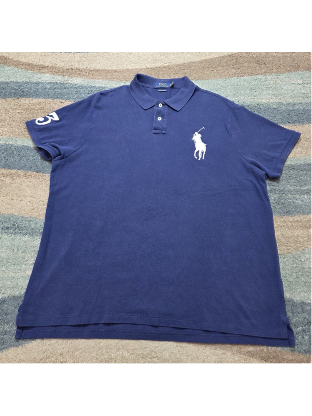 Polo Ralph Lauren Mens Polo Big Pony Shirt 2XL Short Sleeve Custom Slim Navy
